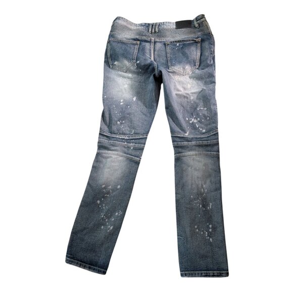 Decibel Biker Moto Blue Jeans Distressed Slim Fit Mens 38x34 Denim Style Comfort - Picture 2 of 10
